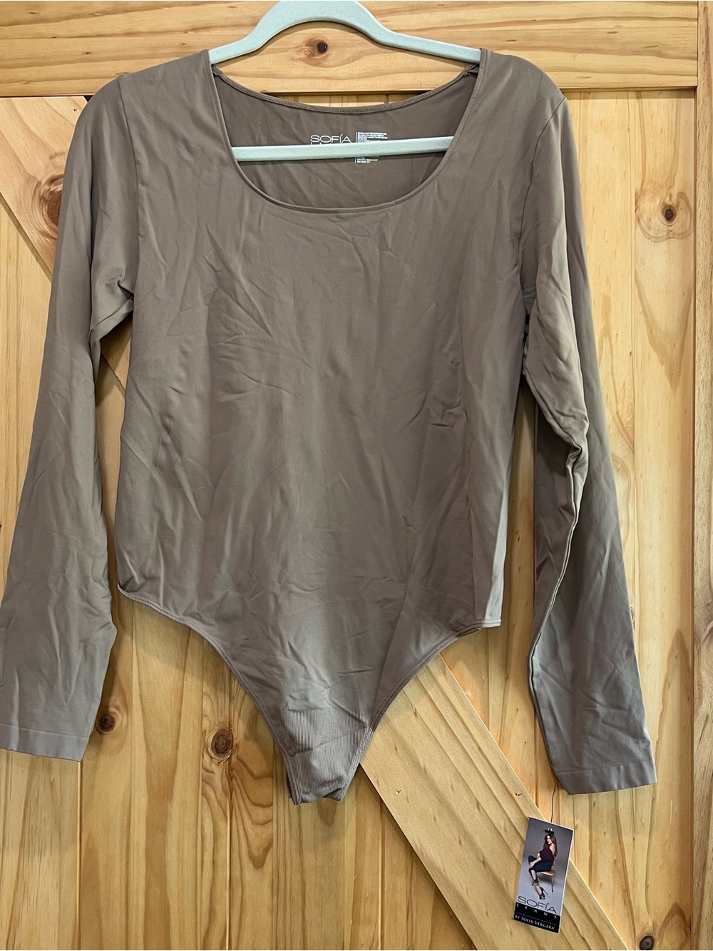 Taupe Long-Sleeve Bodysuit
